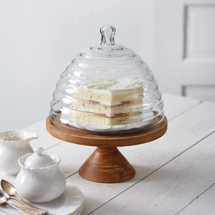 CTW Home Collection Honey Hive Cloche with Stand, 13-inch Height, Wood, Kitchen, Kitchen Accessories