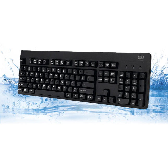Adesso Easy touch 630Ub, Antimicrobial Waterproof Keyboard (AKB-630UB),Black