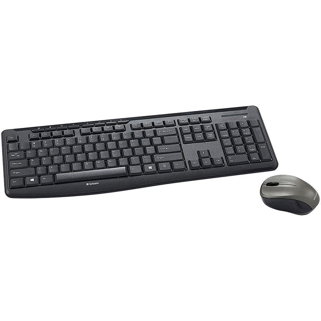 Verbatim Wireless Silent Mouse & Keyboard Combo - 2.4GHz with Nano Receiver - Ergonomic, Noiseless, and Silent for Mac and Windows - Graphite (99779)
