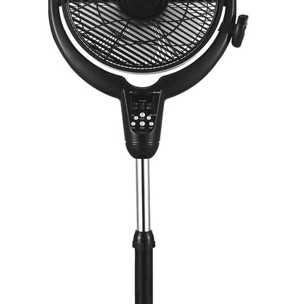 Optimus F-7508 14  Louver Rotating Oscillating Pedestal Air Circulator, Remote, LED & Timer 14  Louver Rotating Pedestal Air Circulator