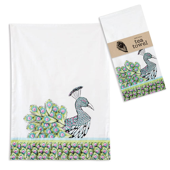 Peacock Cotton Kitchen Tea Towel, 20  x 28