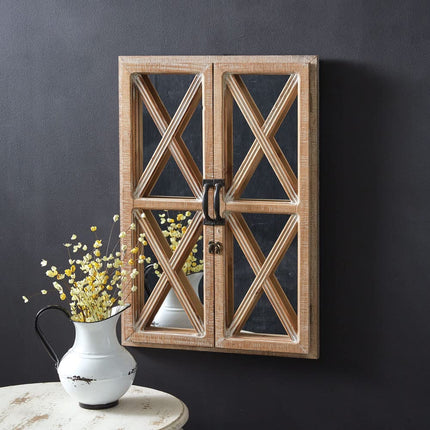 CTW Home Collection 530472 Window Shutter Mirror with Distressed Wood Frame, 25-inch Height