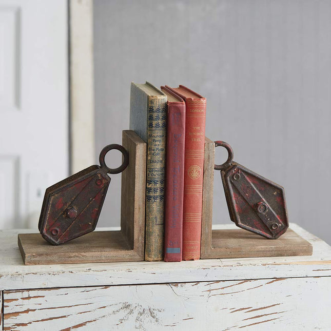 CTW Home Collection 530388 Repurposed Pulley Bookends, 6-inch Height