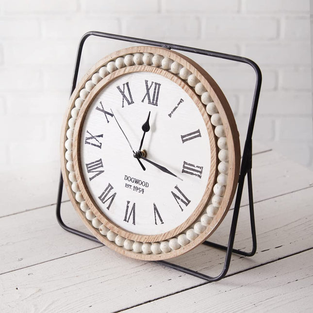 Colonial Tin Works 440201 Wood and Metal Tabletop Clock, 10-inch Diameter