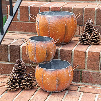 Set of Three Metal Pumpkin Containers