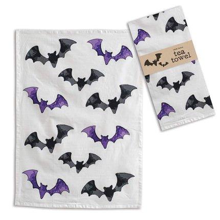 CTW 780123 Bats Tea Towel, 28-inch Length, Black and Purple, Cotton