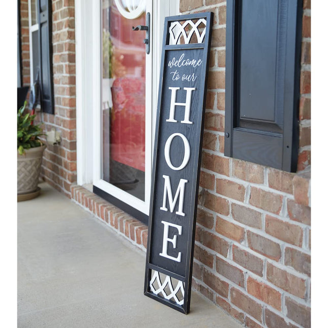 CTW Home Collection Welcome To Our Home Porch Decorative Welcome Sign, 47-inch Height, Sentiment Outdoor Decoration