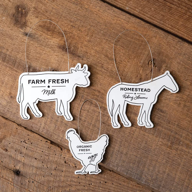 Colonial Tin Works Farm Animal Ornaments, Set of 3