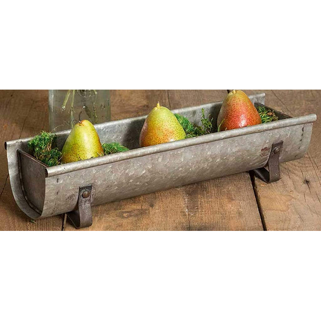 CTW 770009 Decorative Metal Chicken Feeder Tabletop Planter Tray, Galvanized Steel, Rustic Farmhouse Industrial Style Home Decor, Gray
