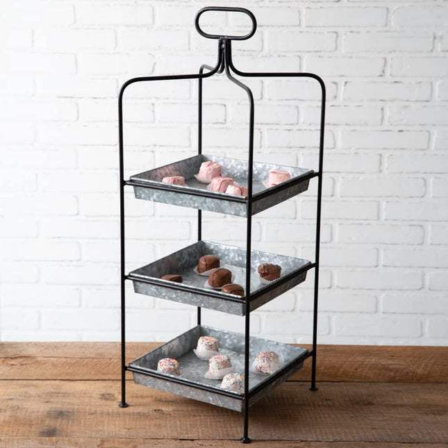 CTW Home Collection Three-Tier Square Display Stand, 31-inch Height