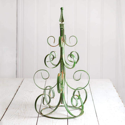 Scrolled Metal Christmas Tree - Green