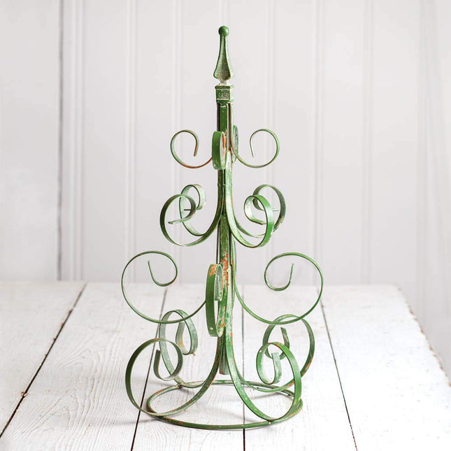 Scrolled Metal Christmas Tree - Green
