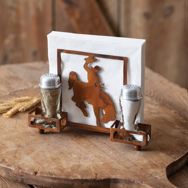 CTW Home Collection Cowboy Salt Pepper and Napkin Caddy