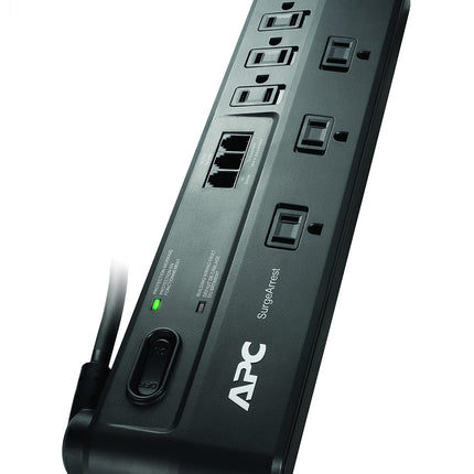 APC Surge Protector with Telephone and DSL Protection, P8T3, 2525 Joules, 8 Outlet Surge Protector Power Strip Gray