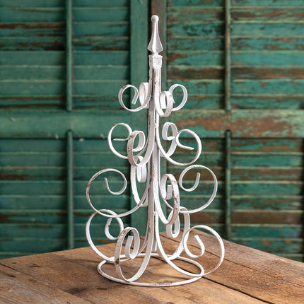 Scrolled Metal Christmas Tree - White