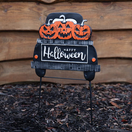 CTW Home Collection Halloween Truck Garden Stake, 24-inch Height, Holiday Season Decoration