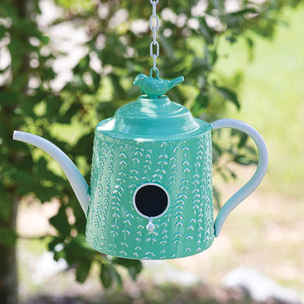CTW 770454 Tea Pot Birdhouse, 9-inch Length, Mint Green