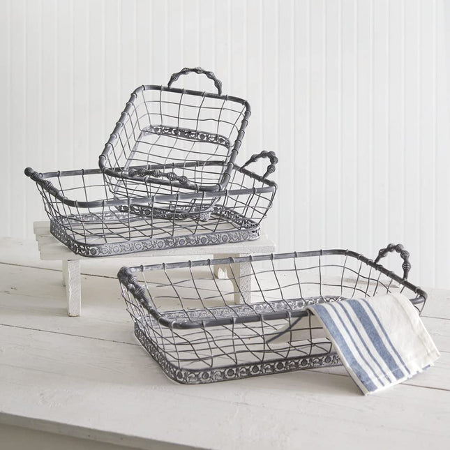 CTW Home Collection Rectangular Wire Basket, Set of 3