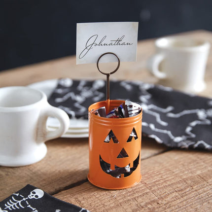 CTW Home Collection Jack-O-Lantern Place Card Holder, 6-inch Height, Table Accent, Spooky Halloween Decor, Party Accessories