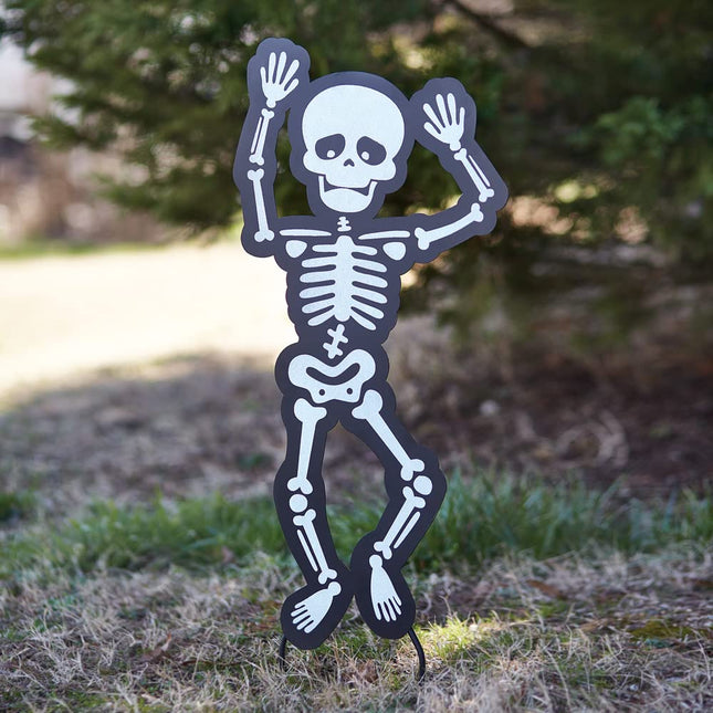Colonial Tin Works Dancing Skeleton Yard Stake, 35-inch Height