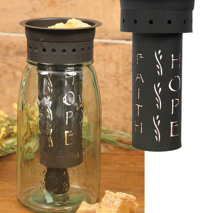 Punched Faith, Hope, Love Quart Mason Jar Wax Warmer Kit