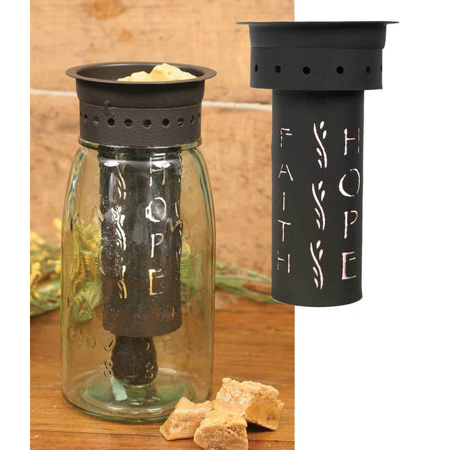 Punched Faith, Hope, Love Quart Mason Jar Wax Warmer Kit