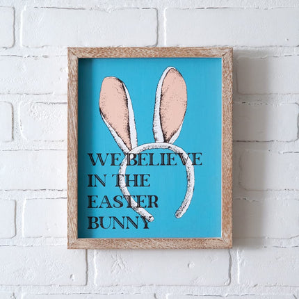 CTW Home Collection We Believe In the Easter Bunny Decorative Sign, 11-inch Height, Wood and MDF, Wall Hanging Decoration