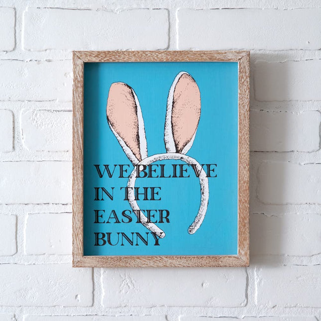 CTW Home Collection We Believe In the Easter Bunny Decorative Sign, 11-inch Height, Wood and MDF, Wall Hanging Decoration