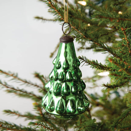 CTW Home Collection Christmas Tree Mercury Glass Ornament, 5-Inch Height, Set of 4
