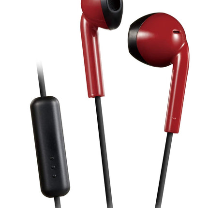 JVC Red and Black Sweat and Splash Proof Retro Earbuds with Microphone and Remote HAF19MRB