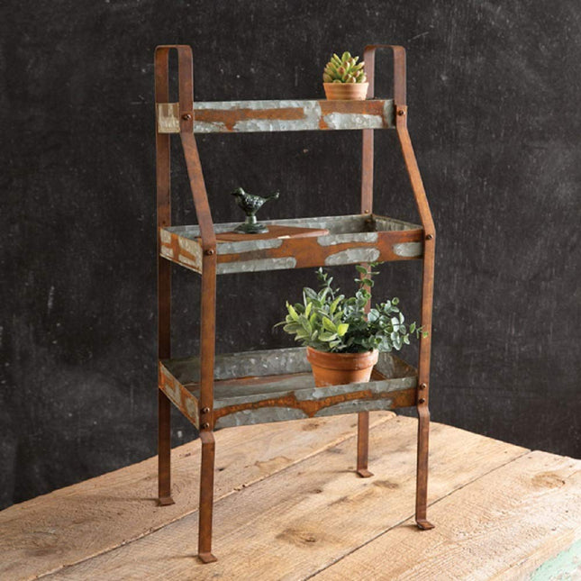 CTW Home Collection Rustic Standing Shelves, 28-inch Height, Three-Tier, Metal