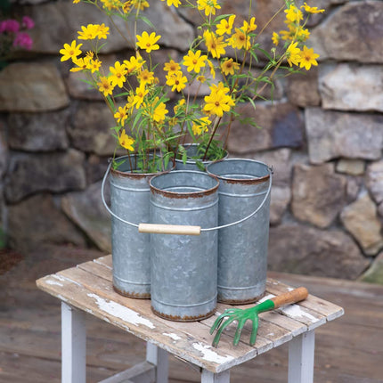 CTW Home Collection Four Bin Floral Caddy, 10-inch Height, Galvanized Metal, Home, Home Décor
