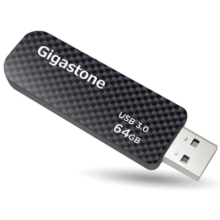 Gigastone Z30 64GB USB 3.2 Gen1 Flash Drive, Capless Retractable Design Pen Drive, Carbon Fiber Style Thumb Drive, Reliable Performance & Durable, USB 2.0 / USB 3.0 / USB 3.1 Interface Compatible