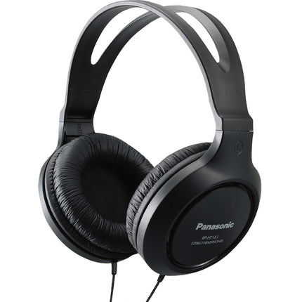 Panasonic Headphones, Lightweight Over the Ear Wired Headphones with Clear Sound and XBS for Extra Bass, Long Cord, 3.5mm Jack for Phones and Laptops - RP-HT161-K (Black)