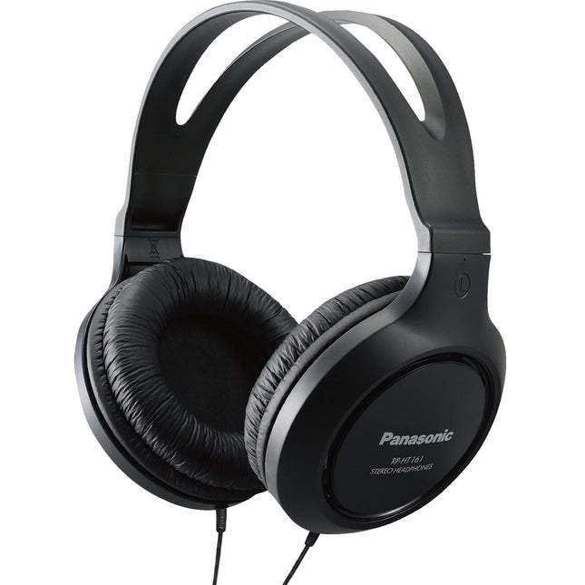 Panasonic Headphones, Lightweight Over the Ear Wired Headphones with Clear Sound and XBS for Extra Bass, Long Cord, 3.5mm Jack for Phones and Laptops - RP-HT161-K (Black)