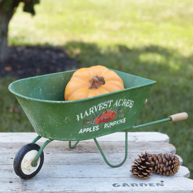 CTW Home Collection Metal Harvest Acres Wheelbarrow Figurine, 26-inch Width, Holiday Season Decoration