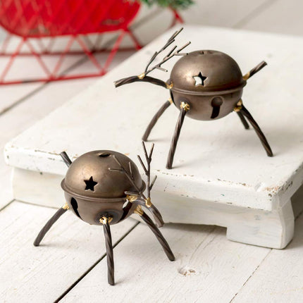 CTW Home Collection Reindeer Bell Figurines, Set of Two