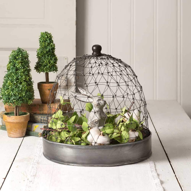 CTW Home Collection French Chicken Wire Cloche with Tray (1)