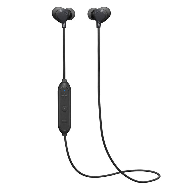 JVC Wireless Bluetooth 5.0 Earbuds - in Ear Headphones with Air Cushion Support Structure (HA-FX22W) - Sweat and Splash Proof (IPX2), 6.5 Hour Rechargeable Battery, 3-Button Remote with mic (Black)