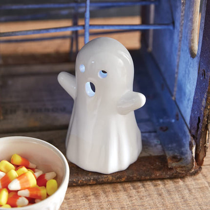 CTW Home Collection Resin Halloween Ghost LED Tea Light Holder, 7.5-inch Height, Holiday Season Decoration