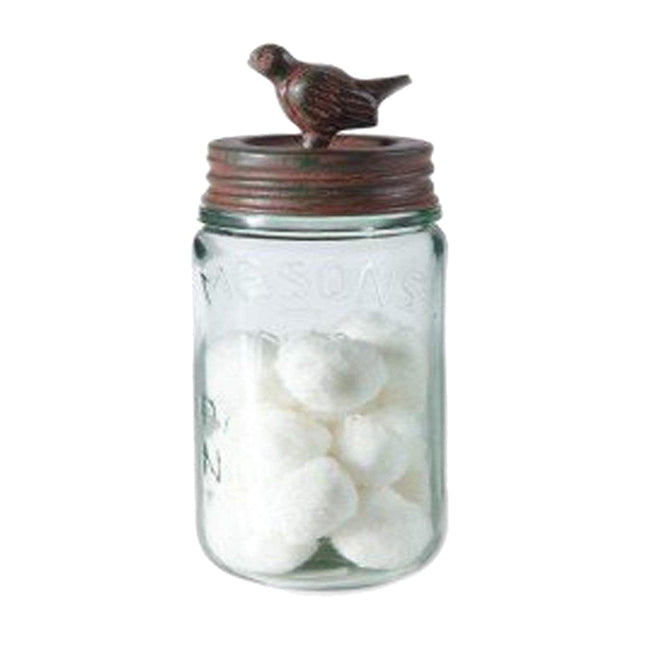 Colonial Tin Works Pint Mason Jar with Songbird Lid - Green/Rust (Green, Rust)