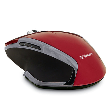 Verbatim 2.4G Wireless 6-Button LED Ergonomic Deluxe Mouse - Computer Mouse with Nano Receiver for Mac and PC - Red