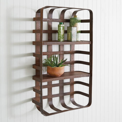 CTW Home Collection 370670 Rustic Tobacco Basket Wall Shelf, 24-inch Diameter