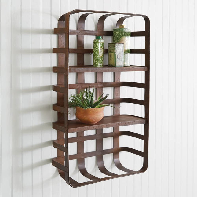 CTW Home Collection 370670 Rustic Tobacco Basket Wall Shelf, 24-inch Diameter