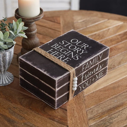 CTW Home Collection Our Story Decorative Book Stack, 9-inch Width, MDF, Table, Shelf Decor, Home Decoration