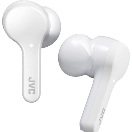 JVC True Wireless Earbuds Headphones, Bluetooth 5.0, Water Resistance (IPX4), Long Battery Life (up to 15 Hours) - HAA8TW (White)