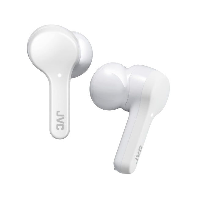 JVC True Wireless Earbuds Headphones, Bluetooth 5.0, Water Resistance (IPX4), Long Battery Life (up to 15 Hours) - HAA8TW (White)