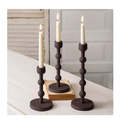 Set of Three Laurel Candle Holders