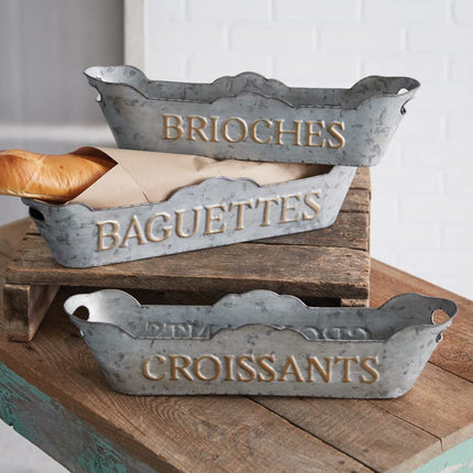 CTW Home Collection Metal French Baguette Bins, Set of 3, Kitchen Accessories