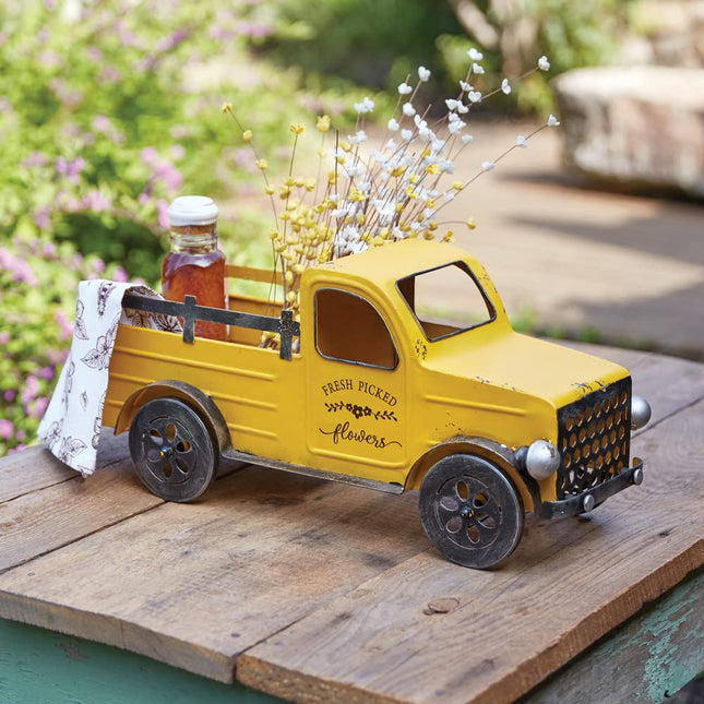 CTW Home Collection Yellow Springtime Truck Figurine, 20.50-inch Width